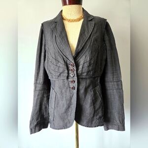Marc Aurel 100% Linen Deep Grey Dustressed Jacket. Size 42/ Large
